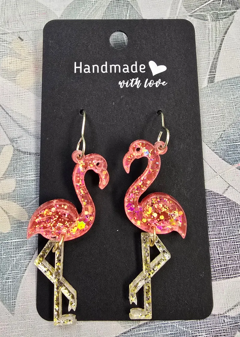 1042 His Spirit Creations Flamboyant Flamingos Earrings