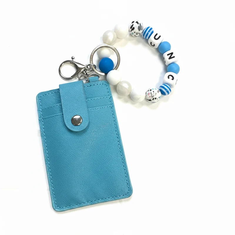 His Spirit Creations Blue UNC Beaded Wallet Wristlet V# 1042