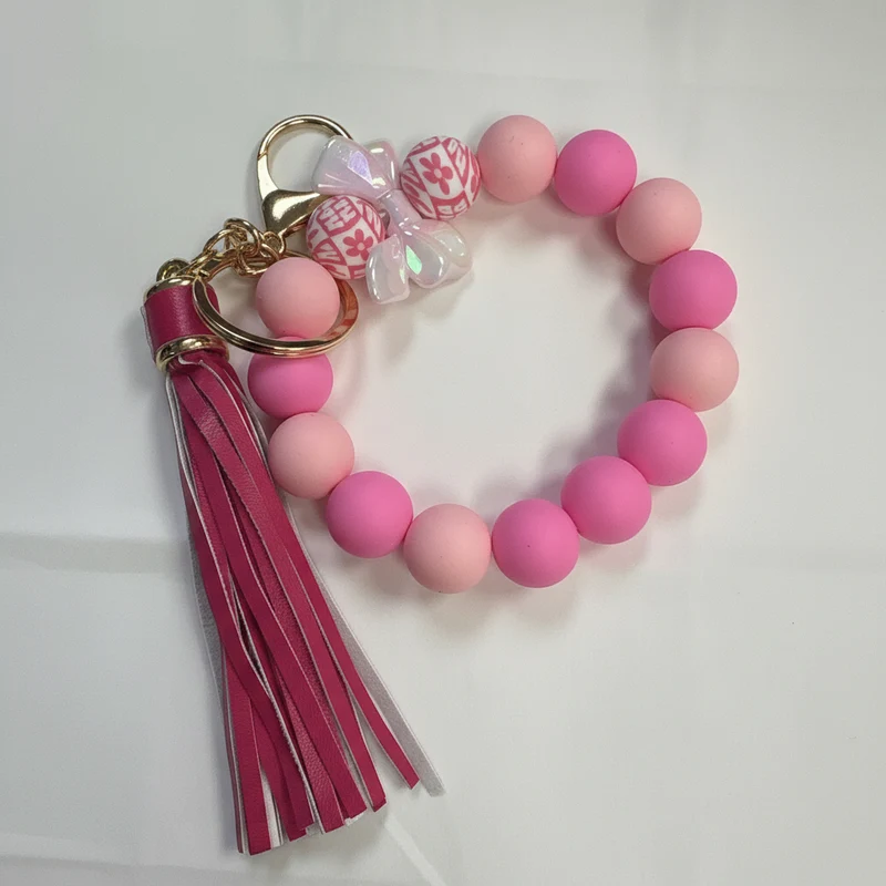 His Spirit Creations Pink Bow Beaded Wristlet V# 1042