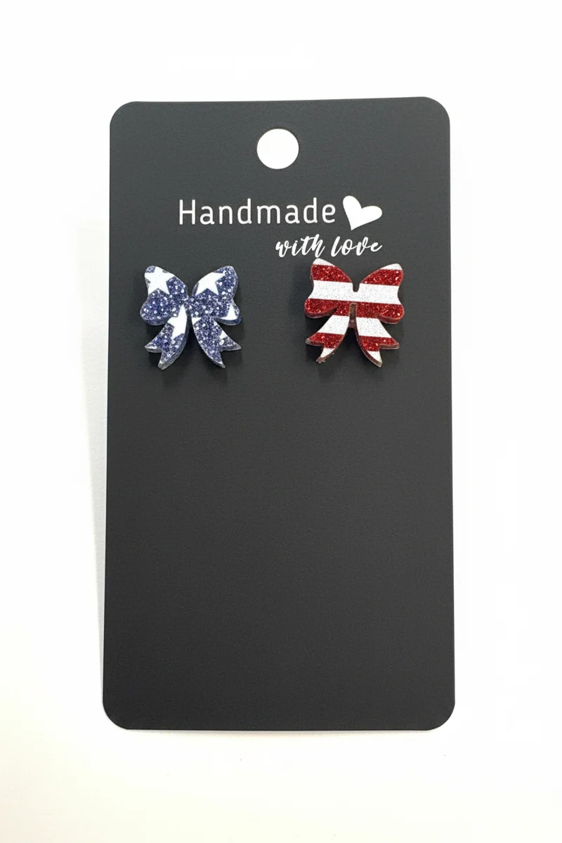 His Spirit Creations Small Bow American Flag Earrings V# 1042