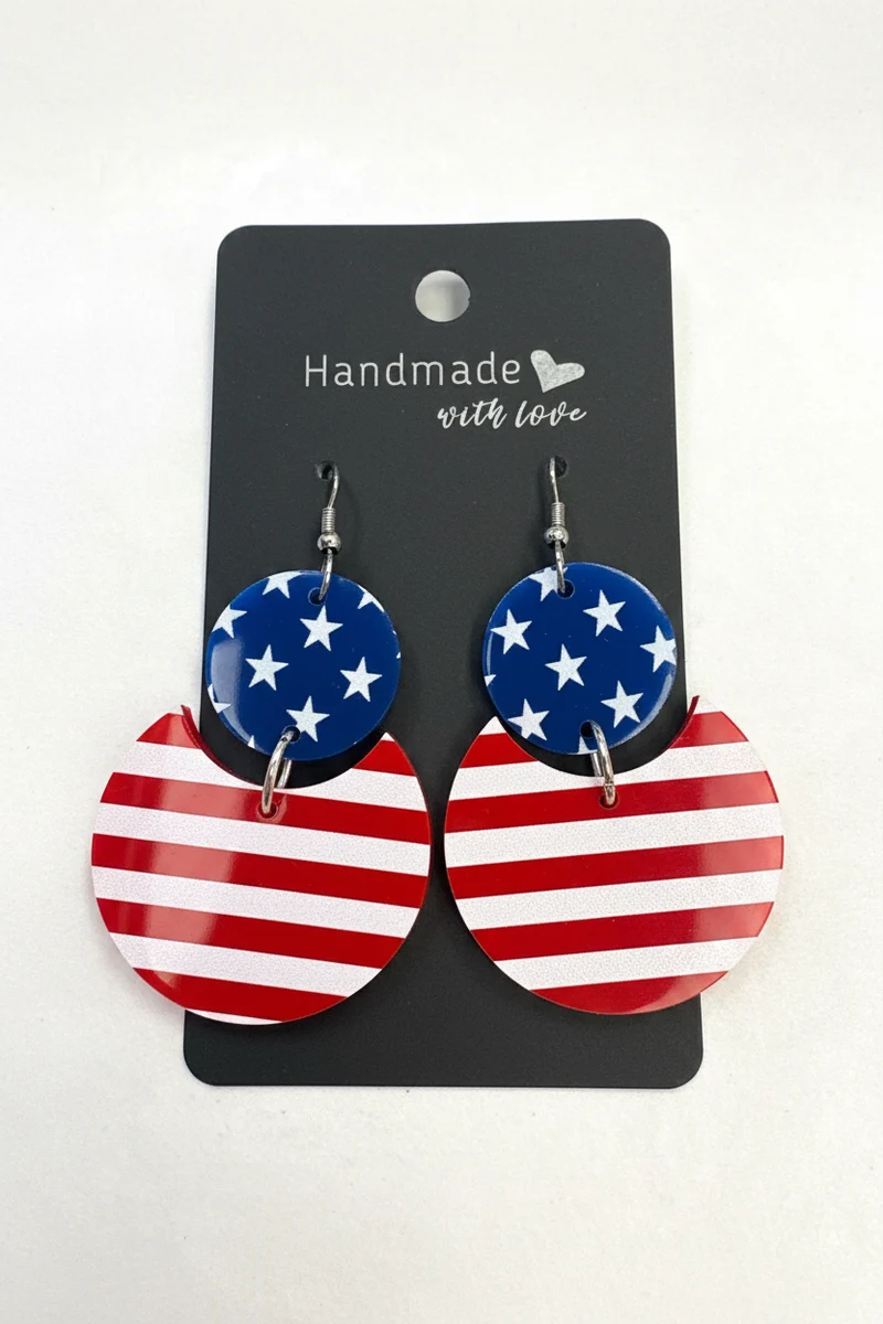 His Spirit Creations American Flag Earrings V 1042