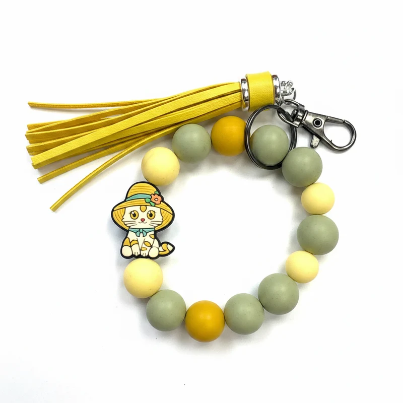 His Spirit Creations Yellow Cat Beaded Wristlet V 1042