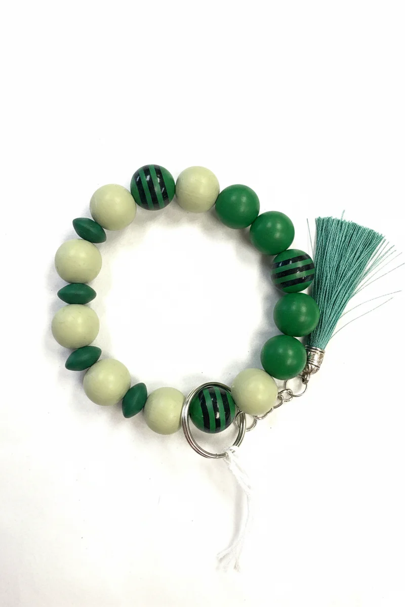 His Spirit Creations Green Beaded Wristlet V 1042