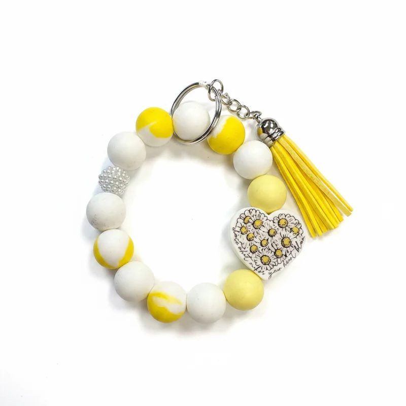 His Spirit Creations Yellow Heart Beaded Wristlet V 1042
