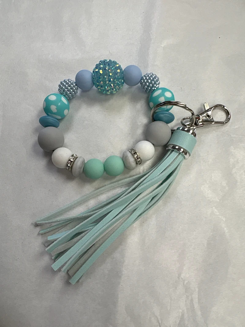 His Spirit Creations Blue Beaded Wristlet V 1042