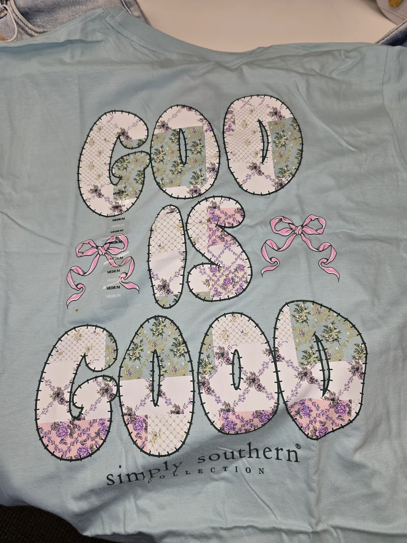 Simply Southern God is Good T-Shirt in Aqua ICE
