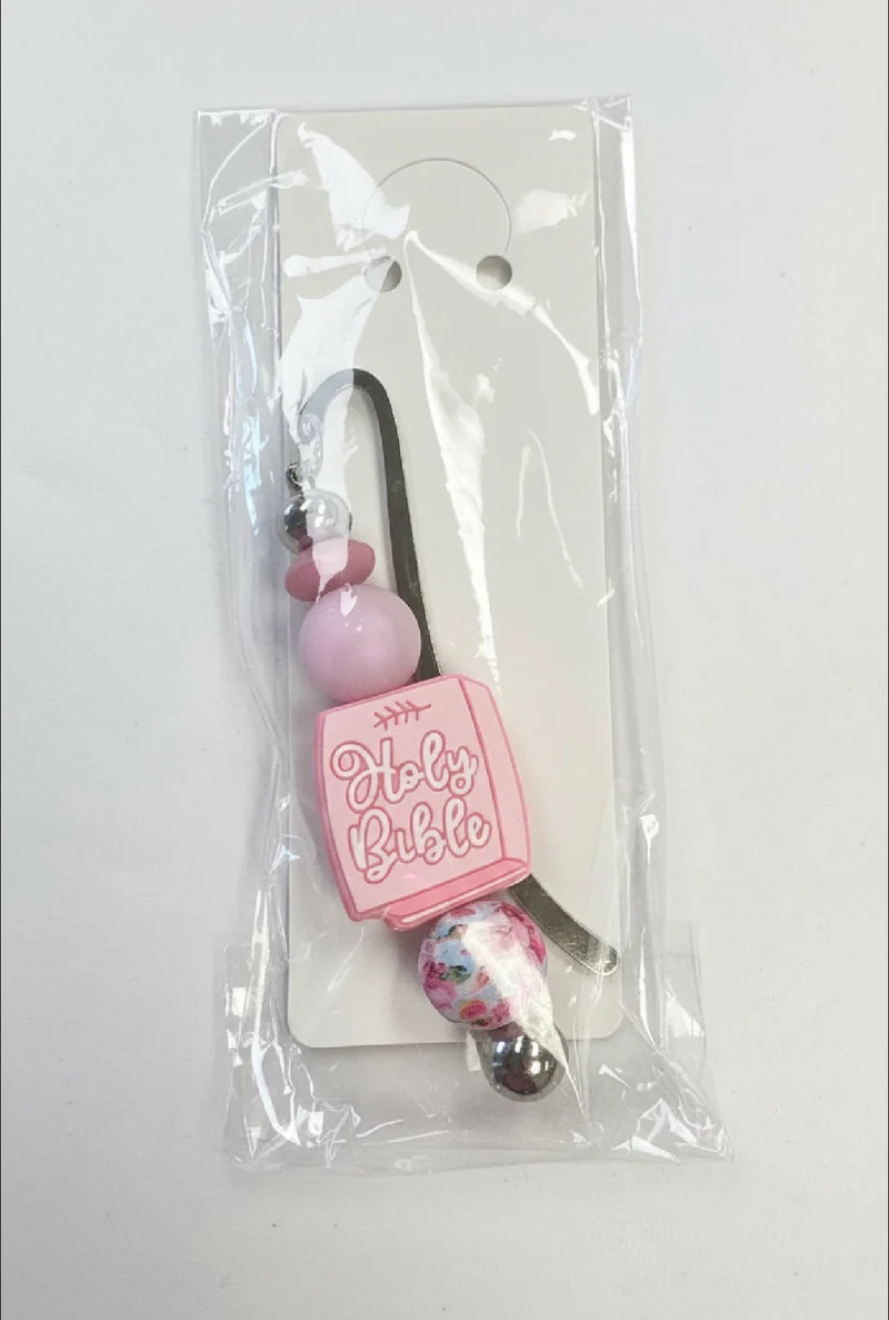 His Spirit Creations Pink Holy Bible Beaded Bookmark V 1042
