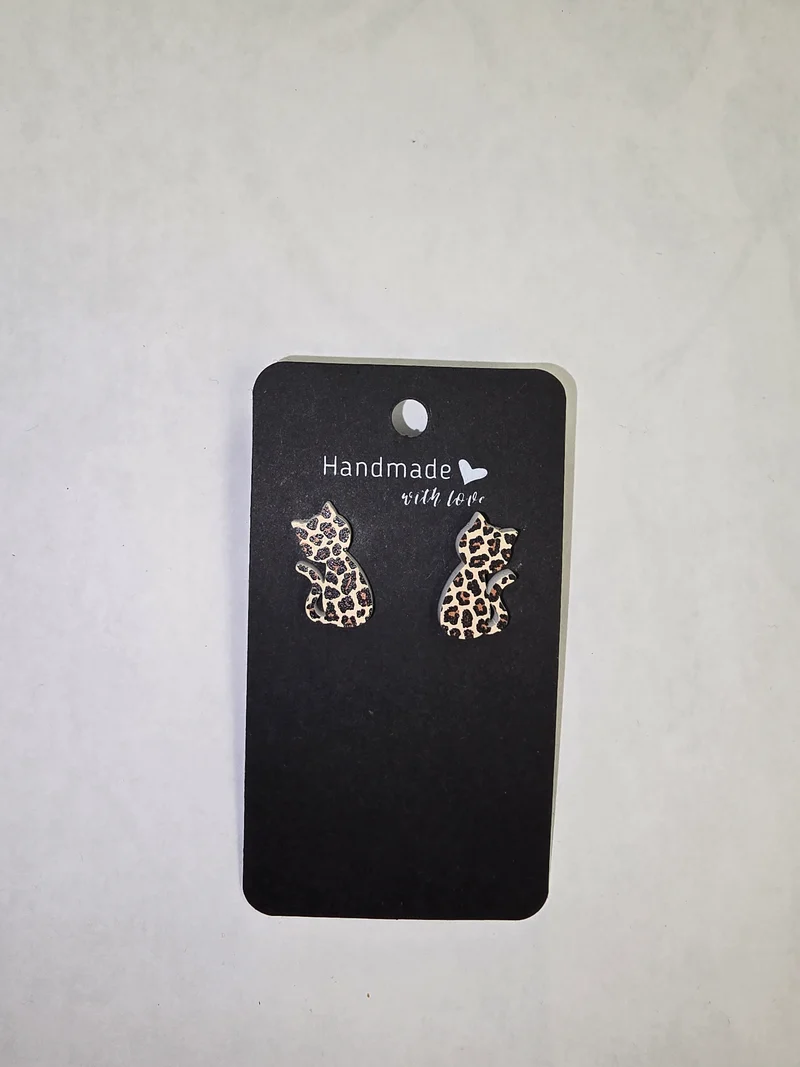 His Spirit Creations Animal Print Cat Earrings V. 1042