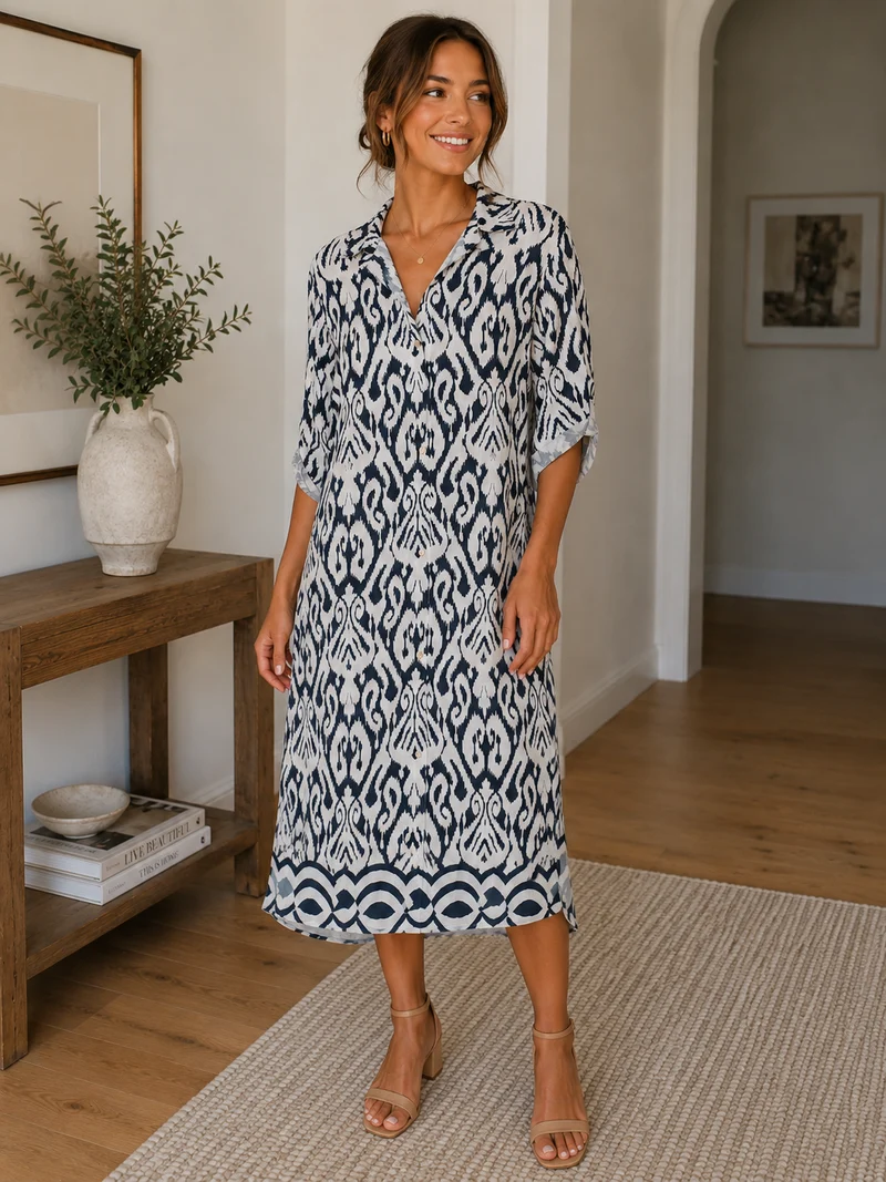 Camille & Co. Navy & White Print Dress
