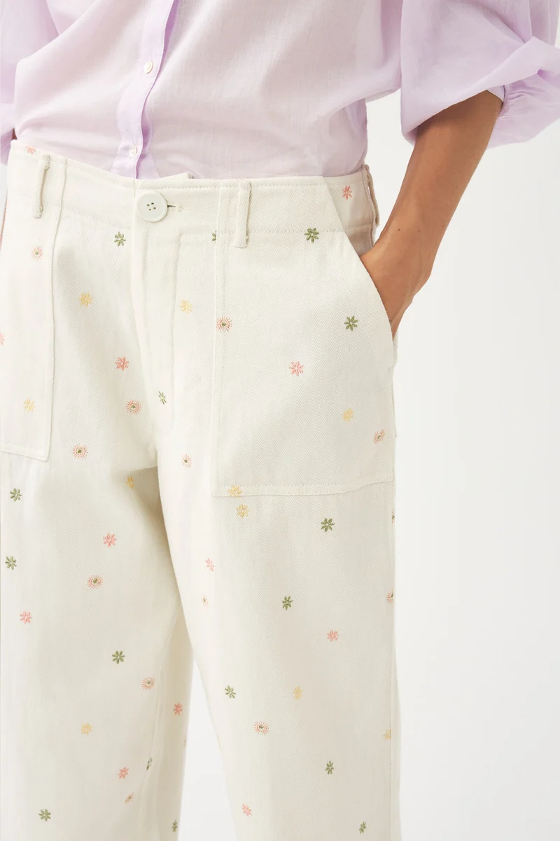 Pantalon brodé à la main Mael