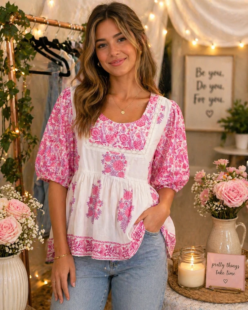 Pol Ivory Pink Blouse