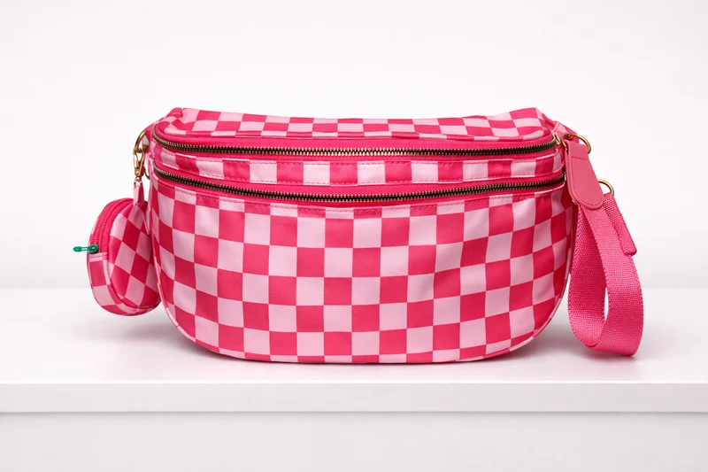 The MKS America Bow Checkered Bum Bag Crossbody with Purse