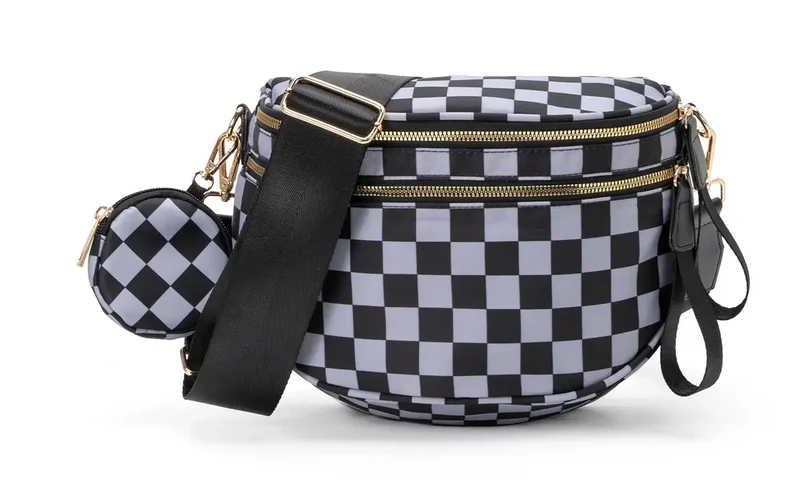 The MKS America Bow Checkered Bum Bag Crossbody with Purse