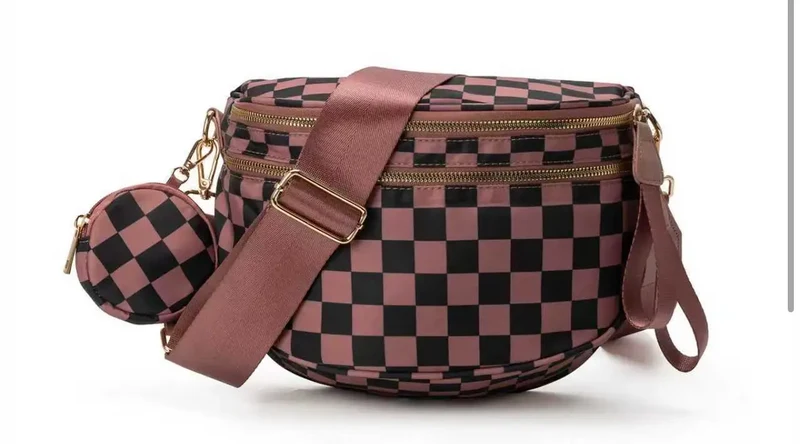 The MKS America Bow Checkered Bum Bag Crossbody with Purse