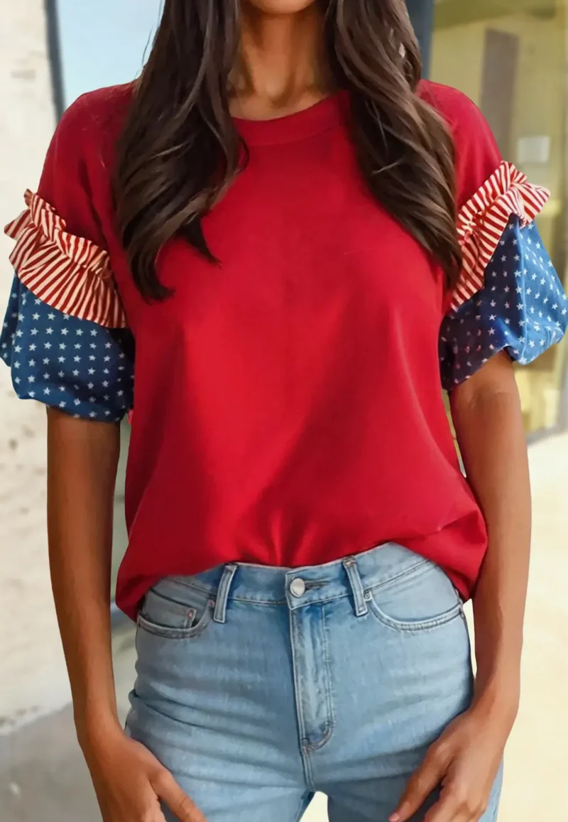 Stars and Stripes Short Puff Sleeve