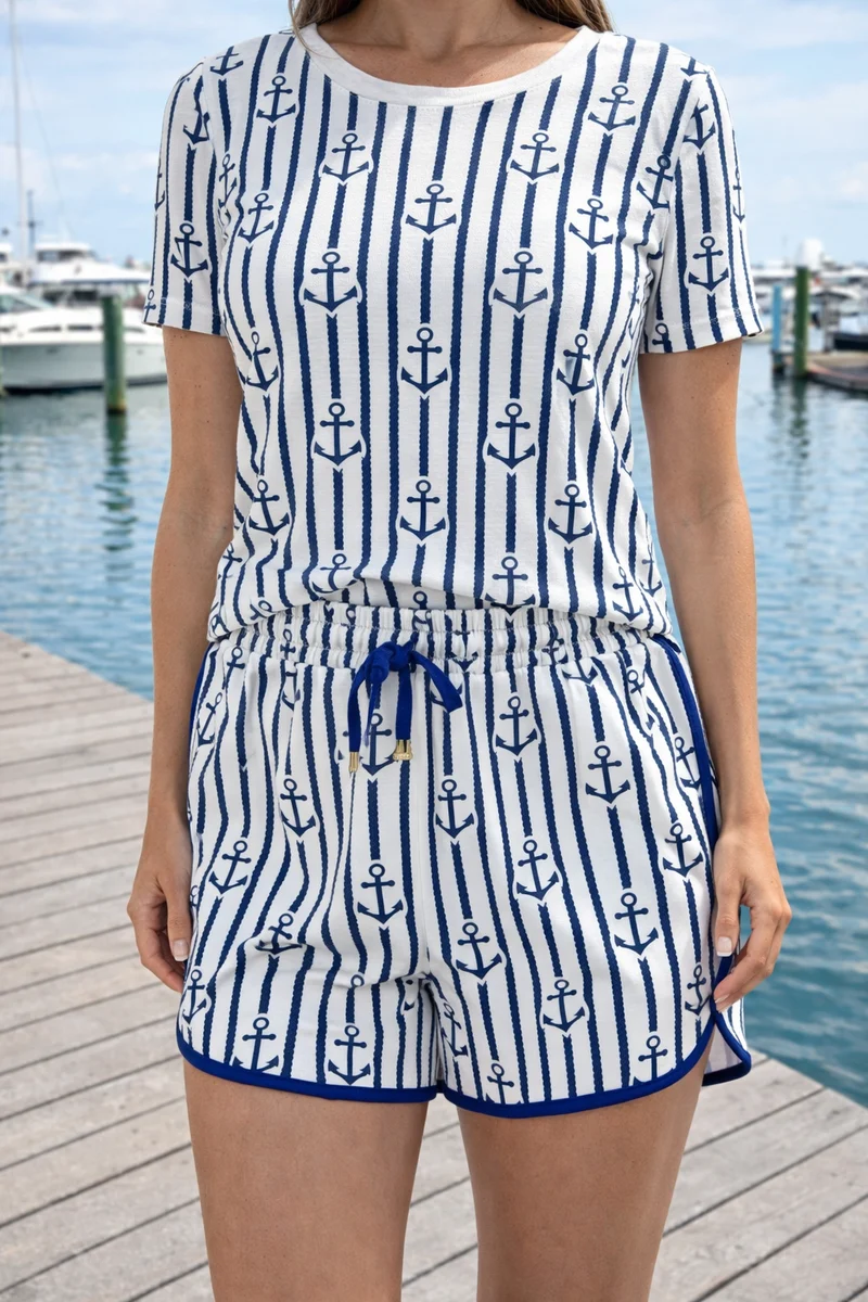 Jess Lea Anchor harber stripes everyday shorts