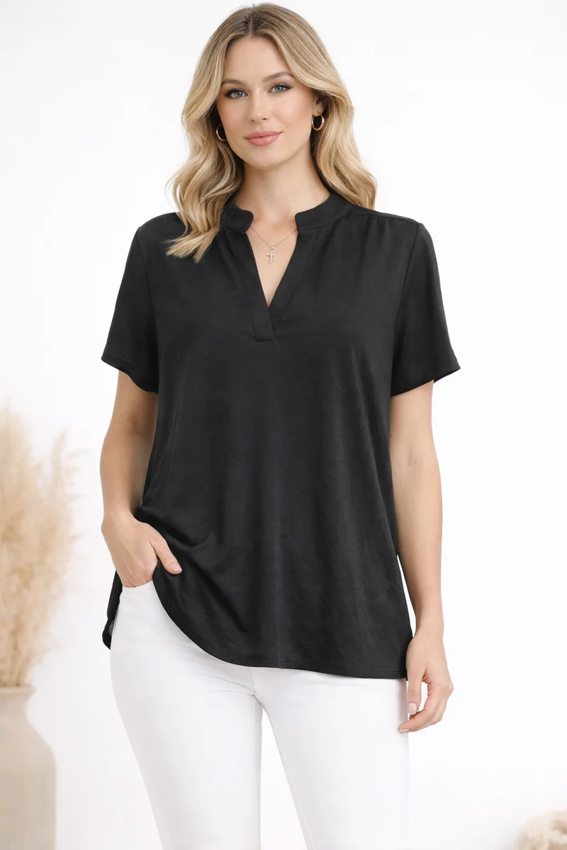 dear scarlett-LizBreeze V-neck Short-Sleeve Top