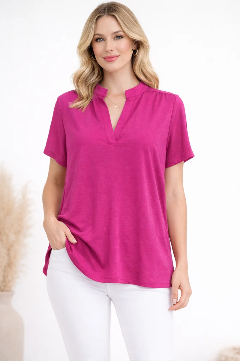 dear scarlett-LizBreeze V-neck Short-Sleeve Top