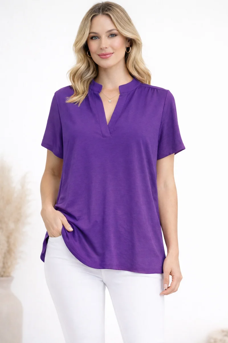 dear scarlett-LizBreeze V-neck Short-Sleeve Top