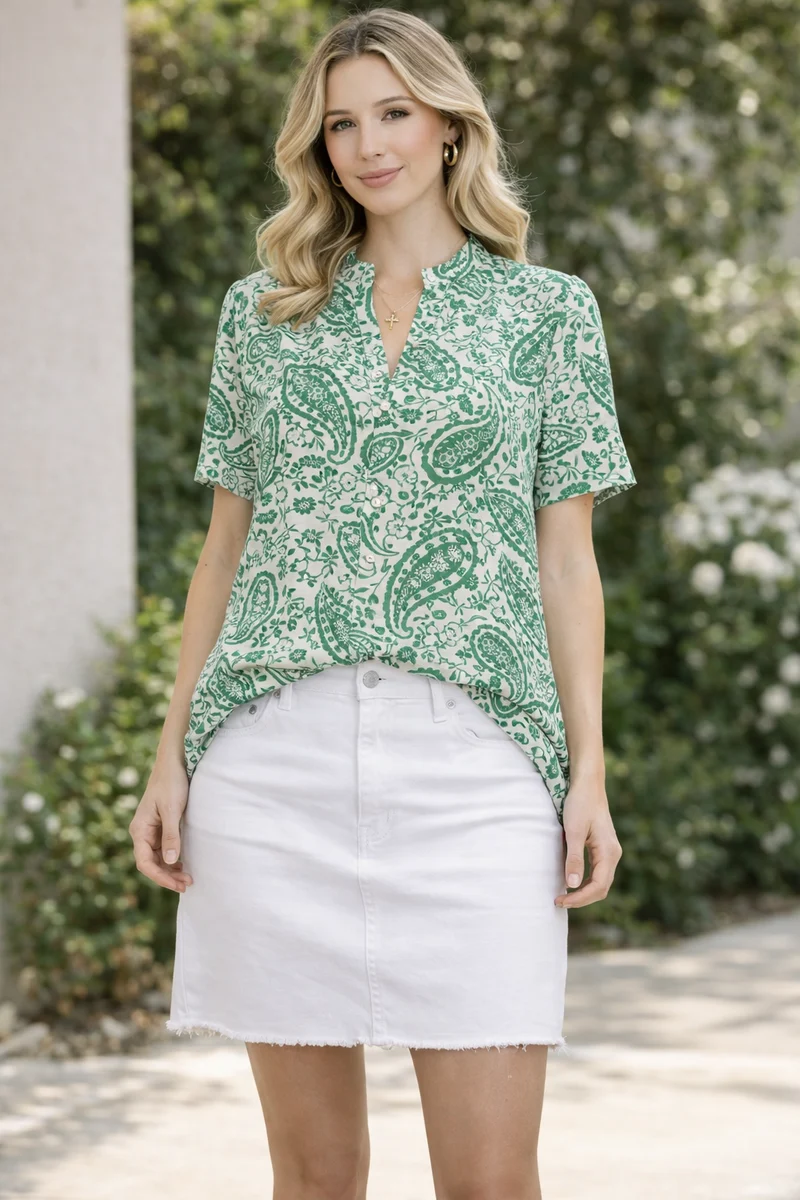 dear scarlett-LizBreeze V-neck Short-Sleeve Top