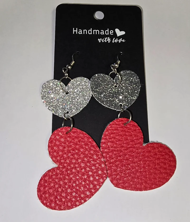 His Spirit Creations Lightweight Drop Hearts Earrings V 1042