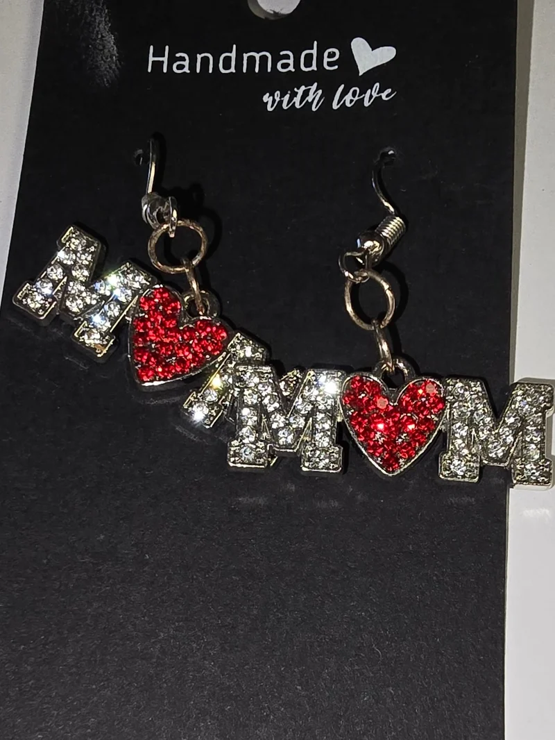His Spirit Creations Heart MOM Earrings. V. 1042