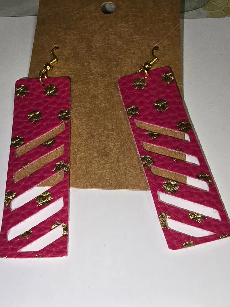 His Spirit Creations Retro Pink w/ Gold accent Earrings V. 1042