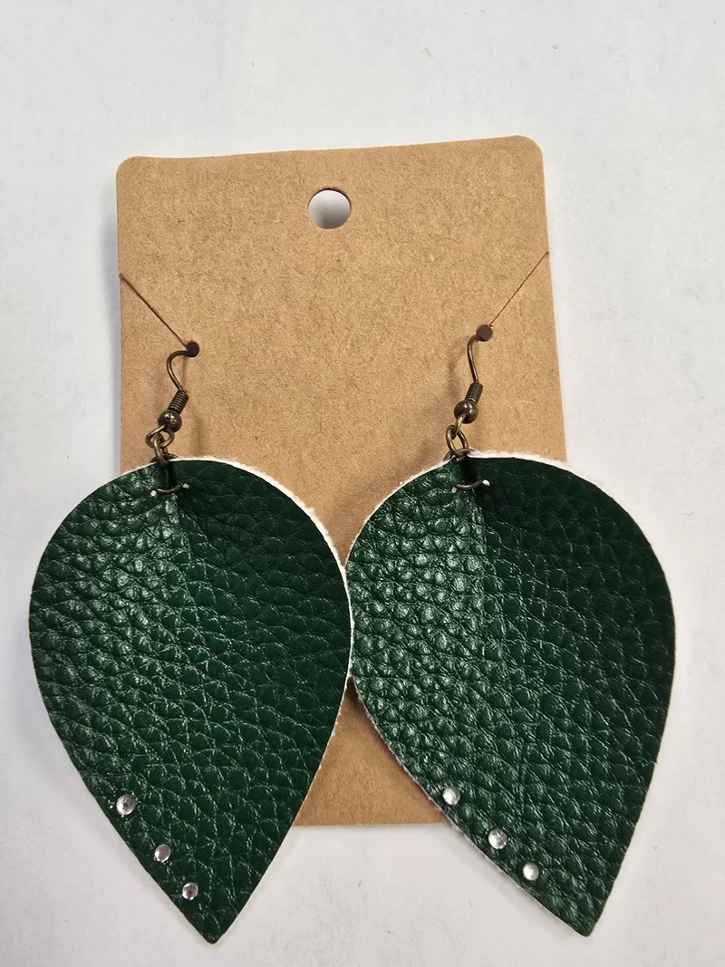 His Spirit Creations Leather-like teardrop Earrings V. 1042