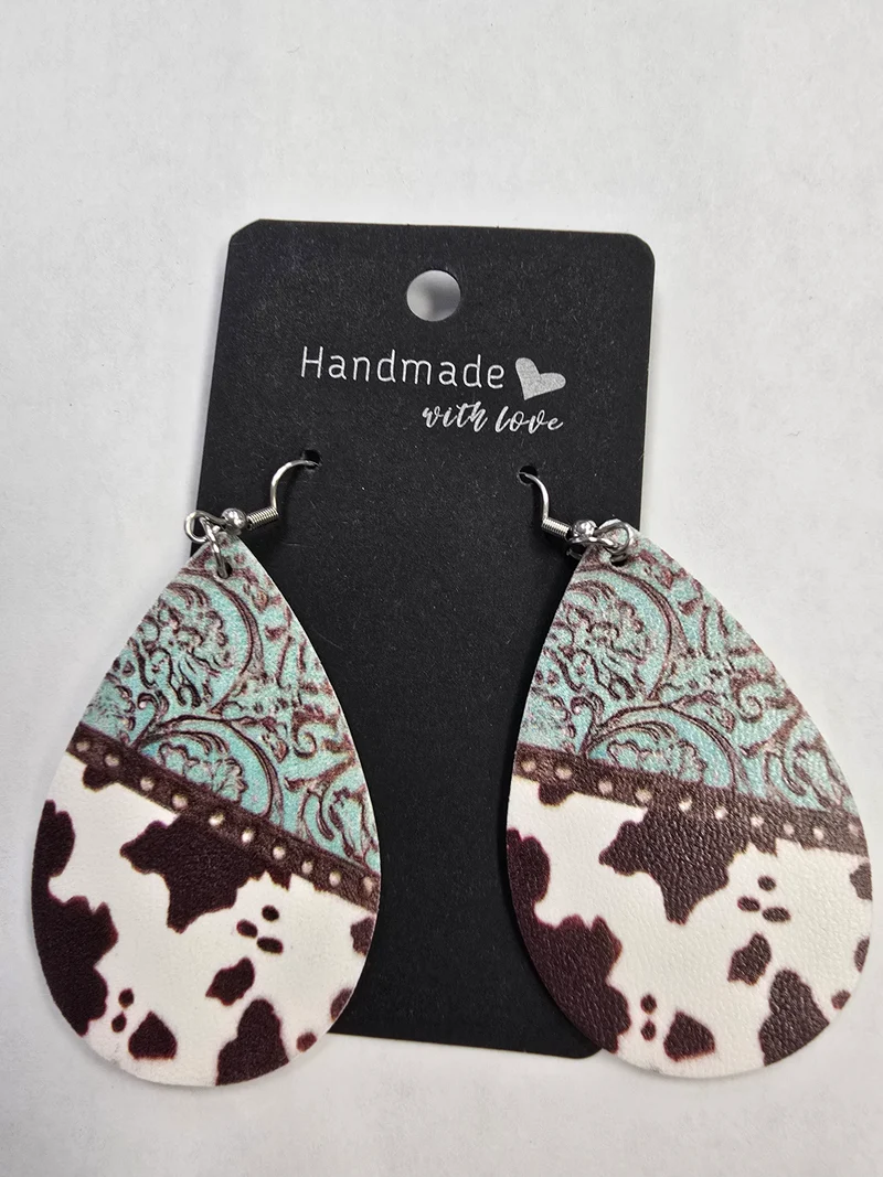 His Spirit Creations Leather-like teardrop Earrings V. 1042