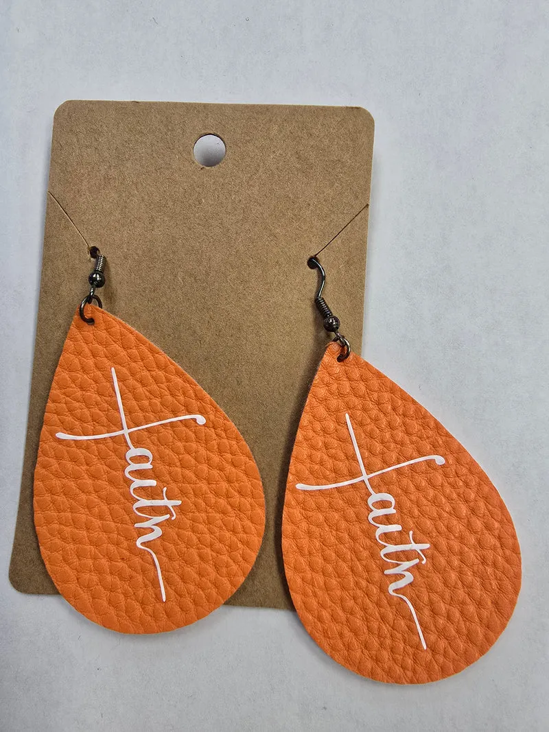 His Spirit Creations Leather-like teardrop Earrings V. 1042