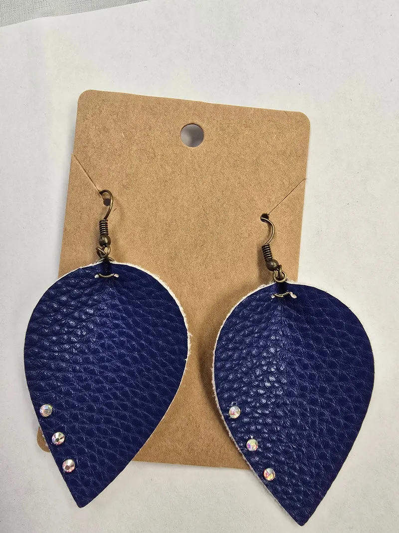 His Spirit Creations Leather-like teardrop Earrings V. 1042