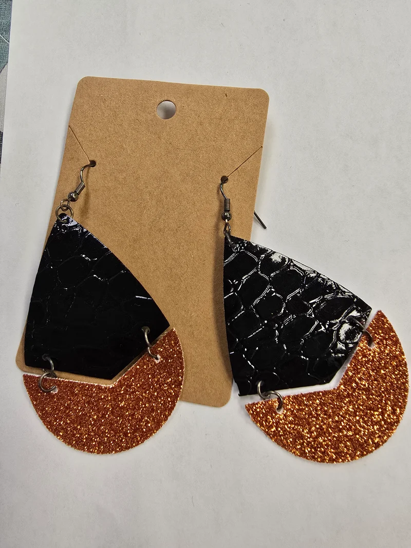 His Spirit Creations Leather-like teardrop Earrings V. 1042