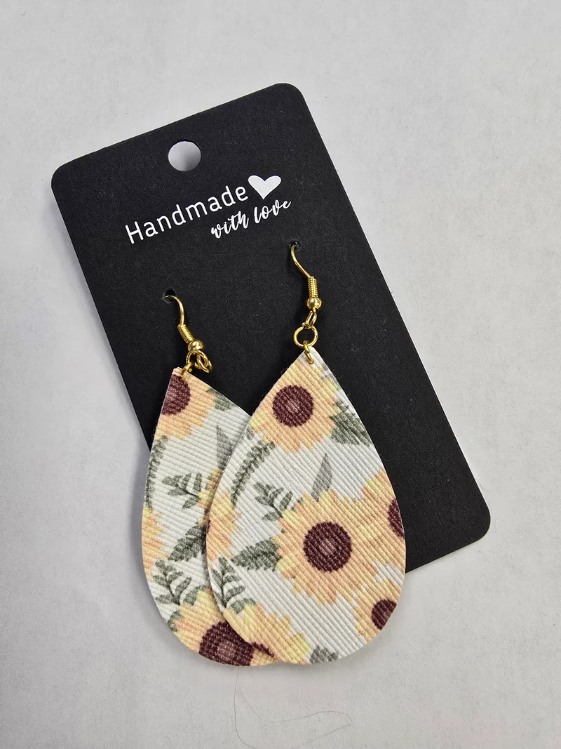 His Spirit Creations Leather-like teardrop Earrings V. 1042