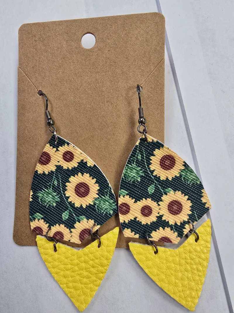 His Spirit Creations Leather-like teardrop Earrings V. 1042