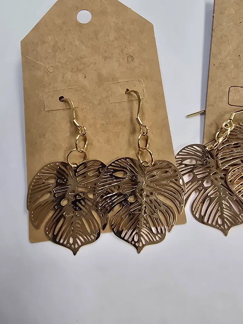 His Spirit Creations Golden Leaf Earrings V. 1042