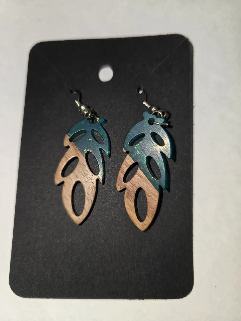 His Spirit Creations Wood/Acrylic Earrings V. 1042