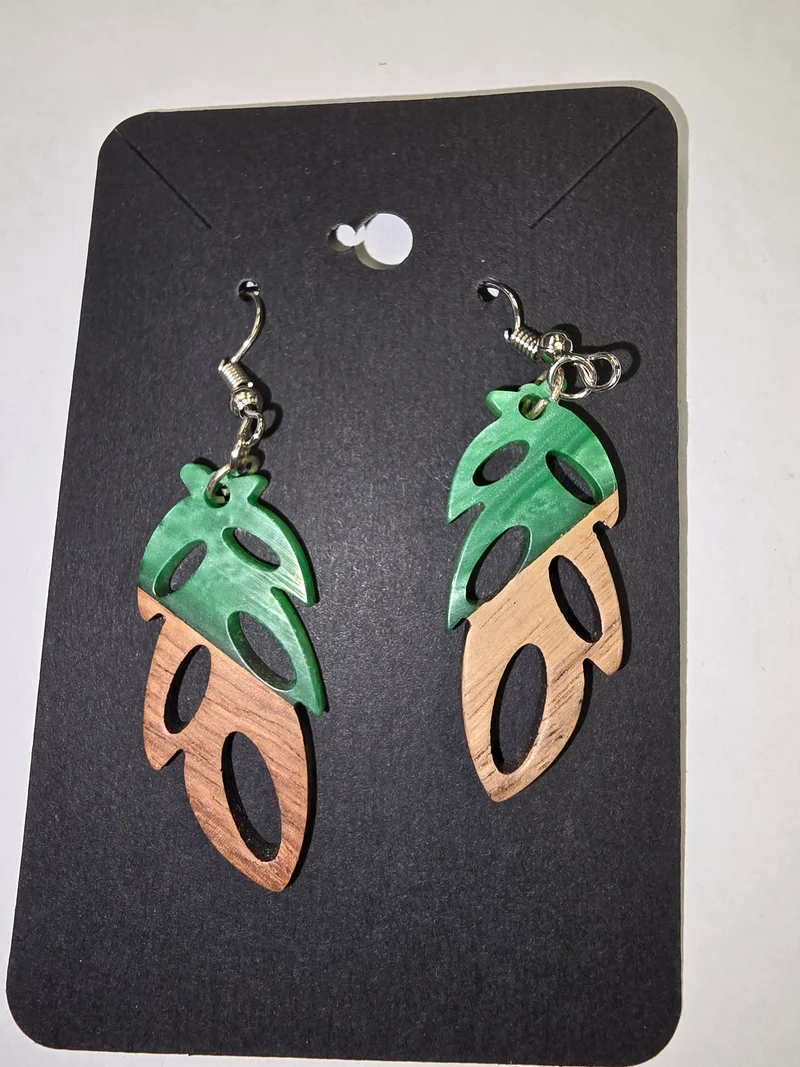 His Spirit Creations Wood/Acrylic Earrings V. 1042