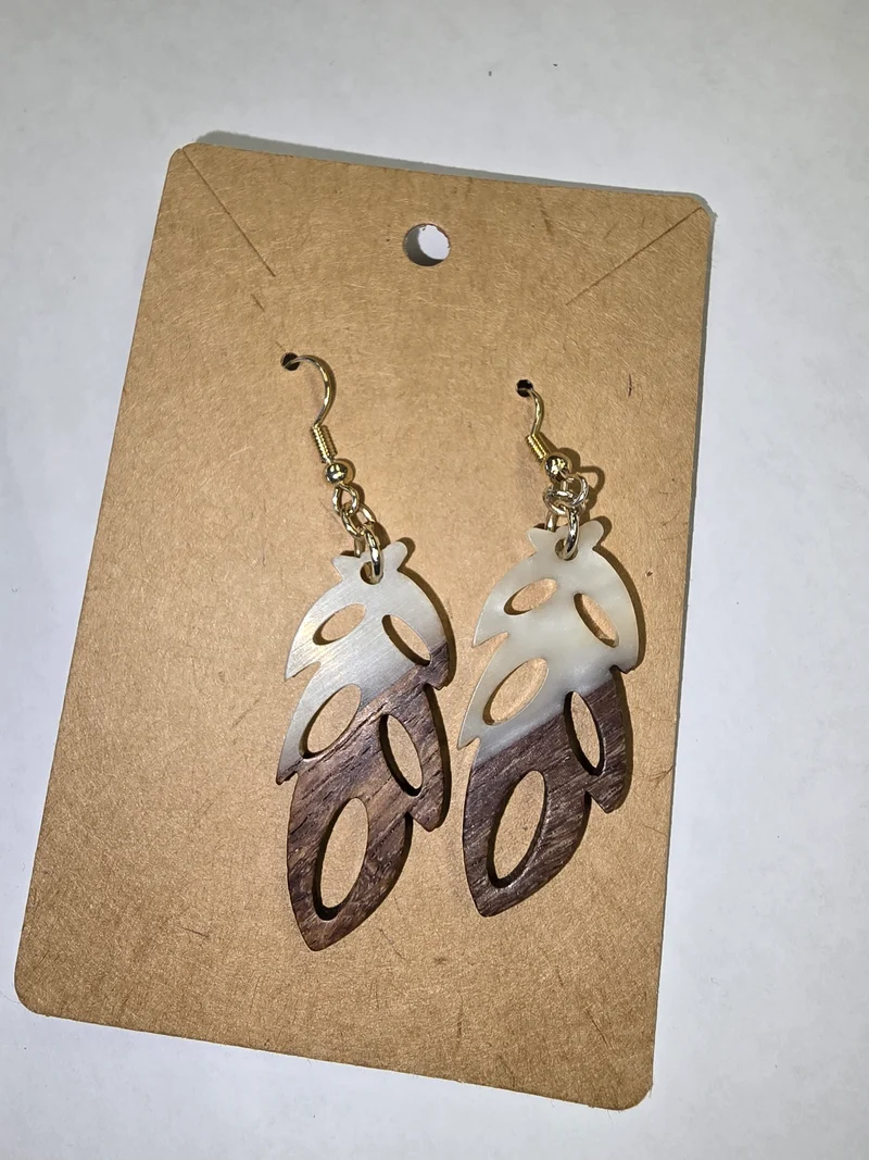 His Spirit Creations Wood/Acrylic Earrings V. 1042