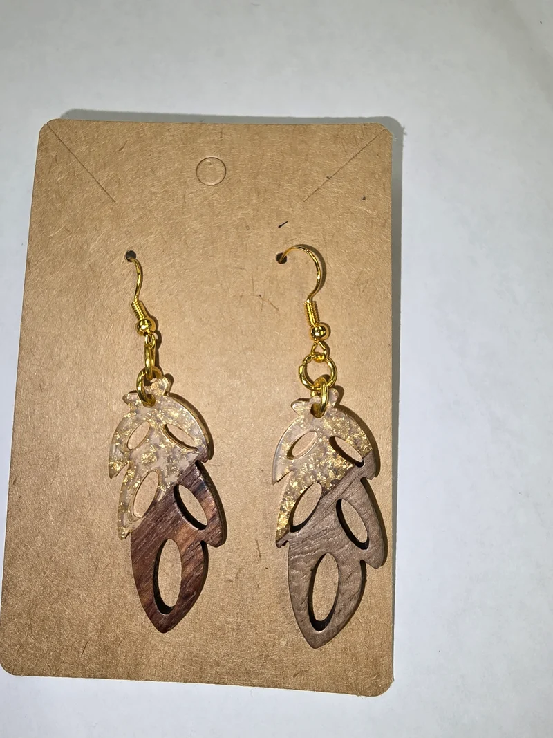 His Spirit Creations Wood/Acrylic Earrings V. 1042