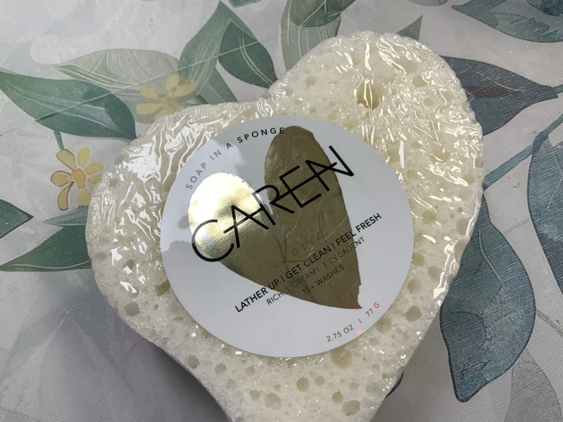 Caren Loved White Heart Soap in Sponge