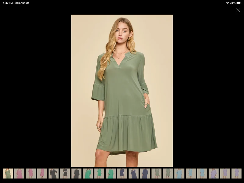 Dear Scarlett Shirred tiered relaxed 3/4 sleeve dress