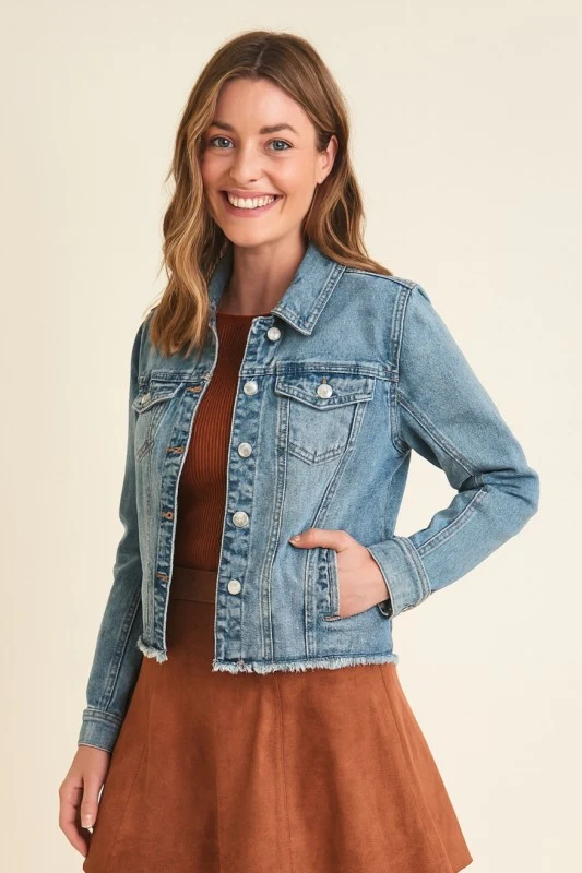 Frayed hem denim jacket