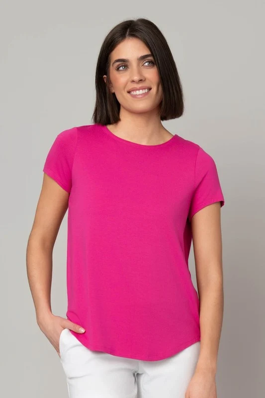Hot pink crew neck hi-Lo hem tee