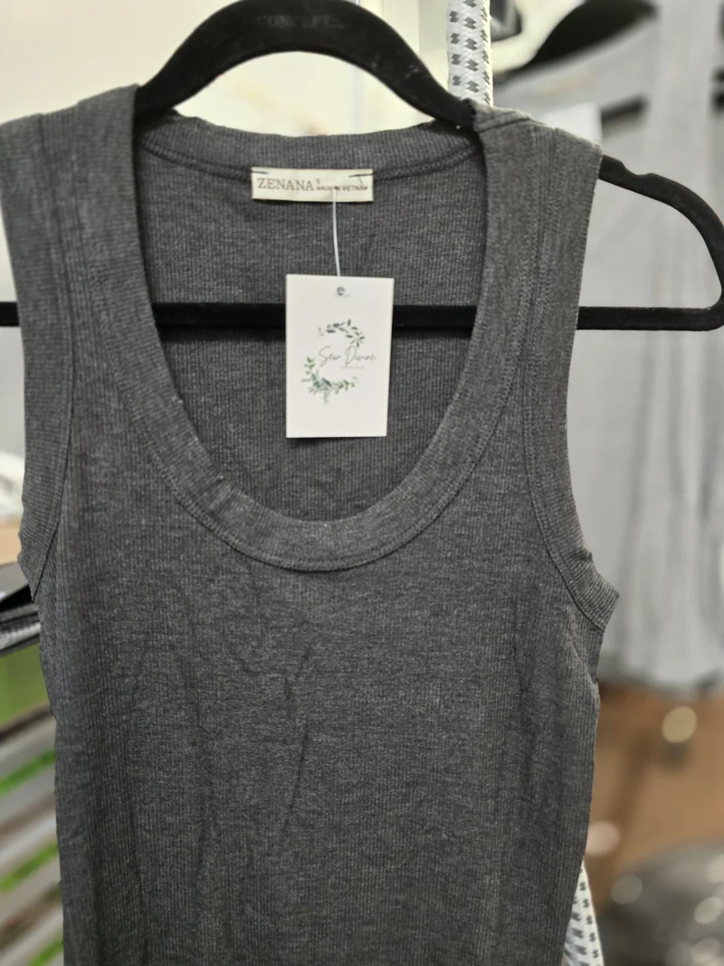 ZENANA RIBBED SCOOP NECK TANK TOP