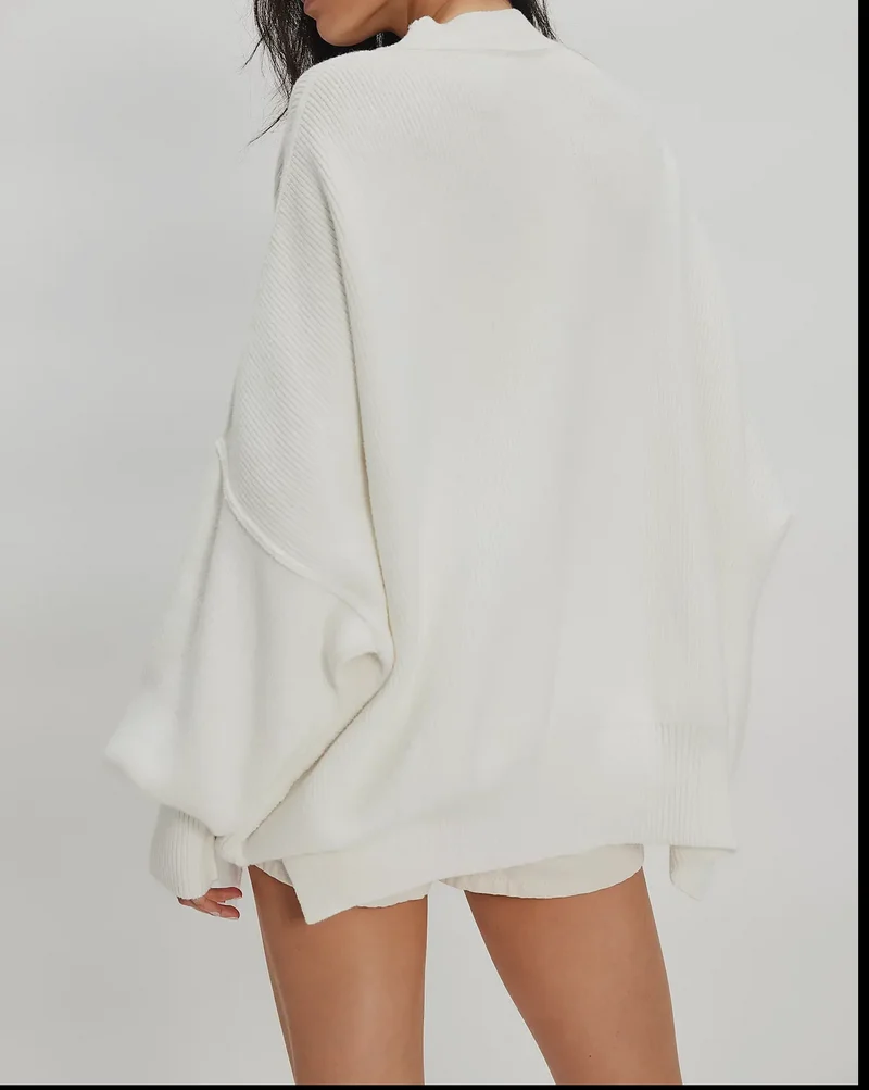 Aiwee Fashion Oversized Ribbed Pullover Tunic Sweater