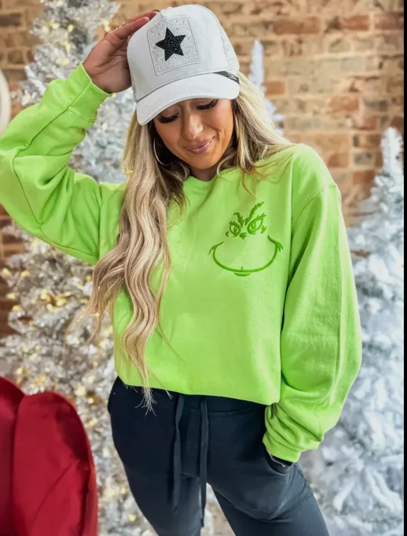 Grinch Puff Print Sweatshirt