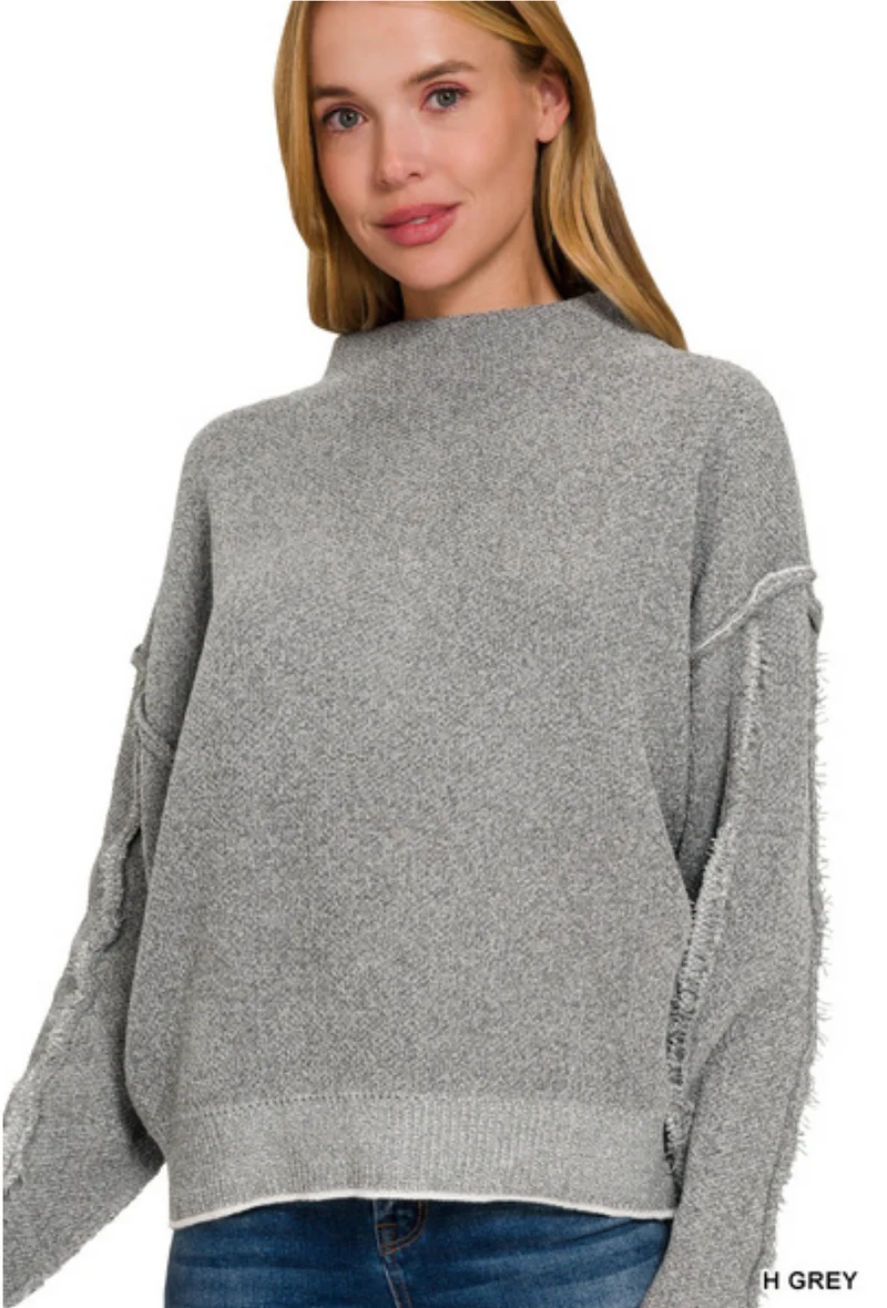 Zenana Oversized Mock NeckRaw Sean Chenille Sweater