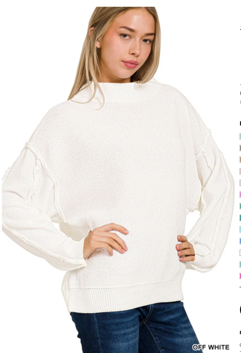 Zenana Oversized Mock NeckRaw Sean Chenille Sweater