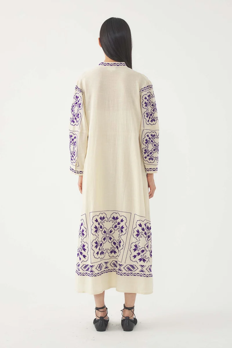 Robe longue brodée Milos