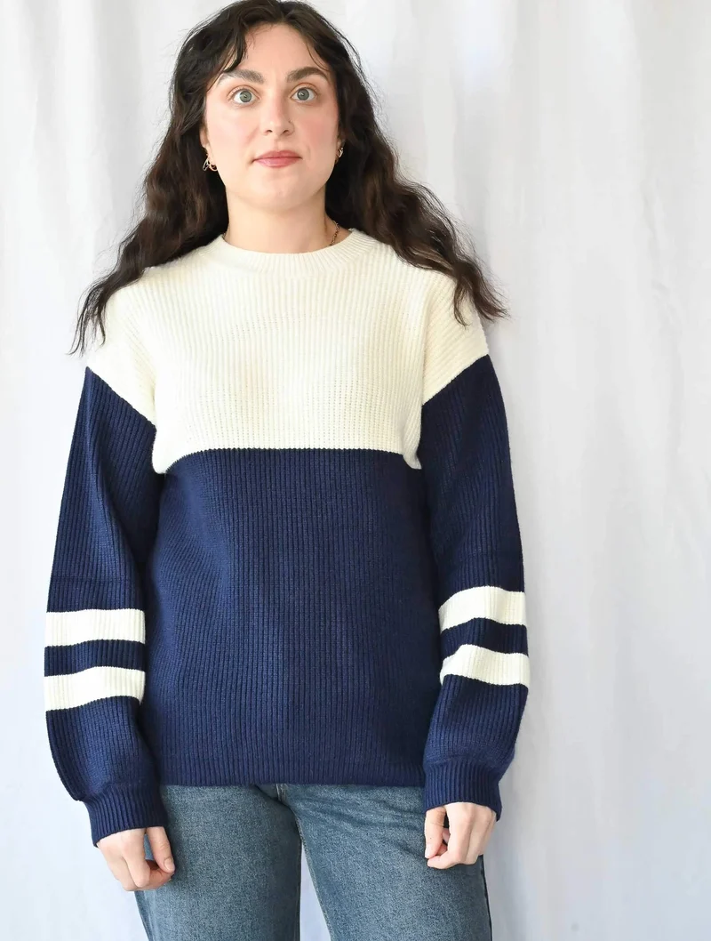 Camille an Co Rugby Sleeve Color block sweater